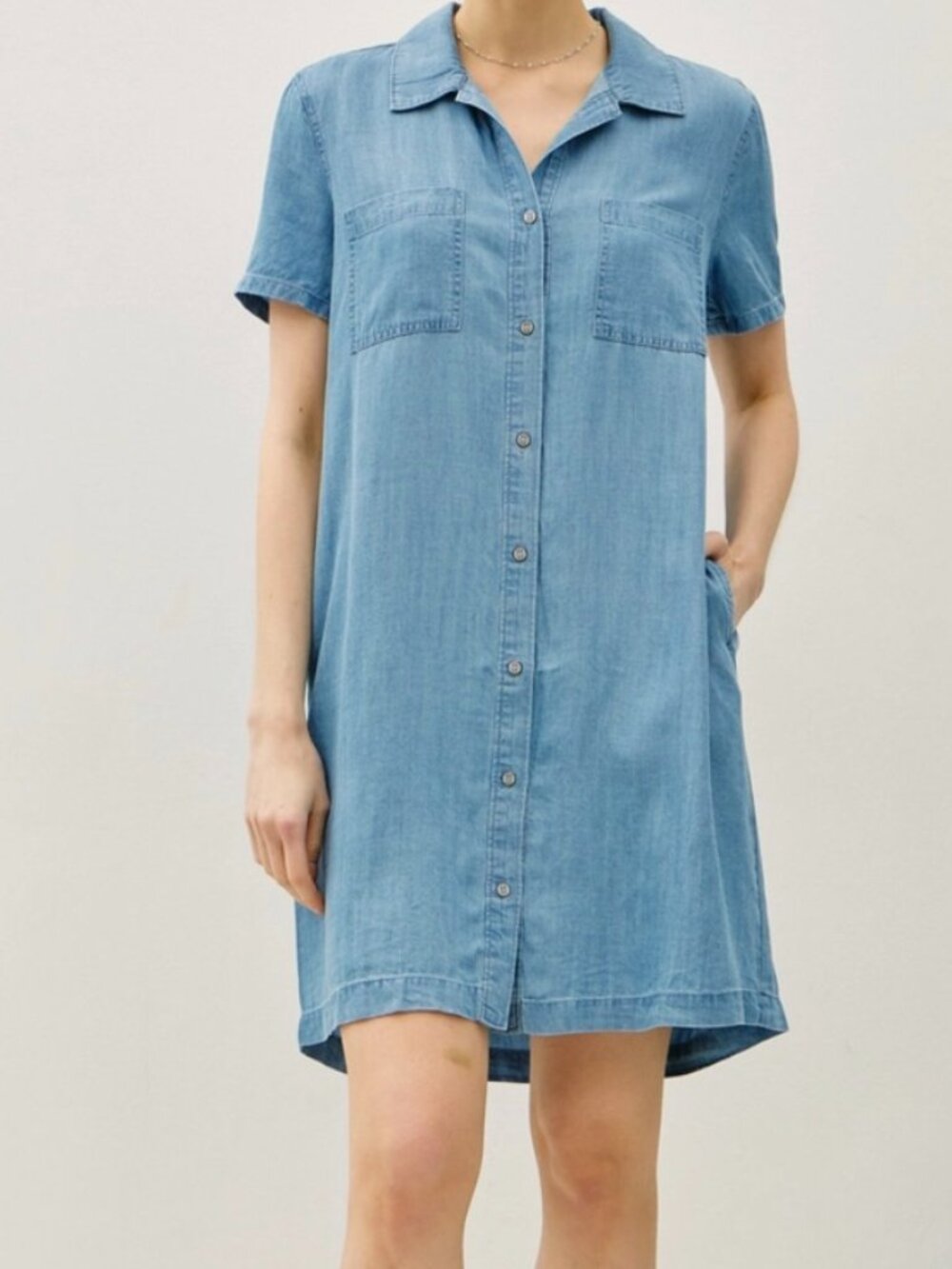 Becool Denim Wash Button Down Tencel Dress